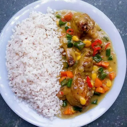 Ayamase (Ofada) + Rice